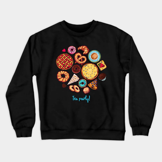 Tea Party Crewneck Sweatshirt by Mako Design 